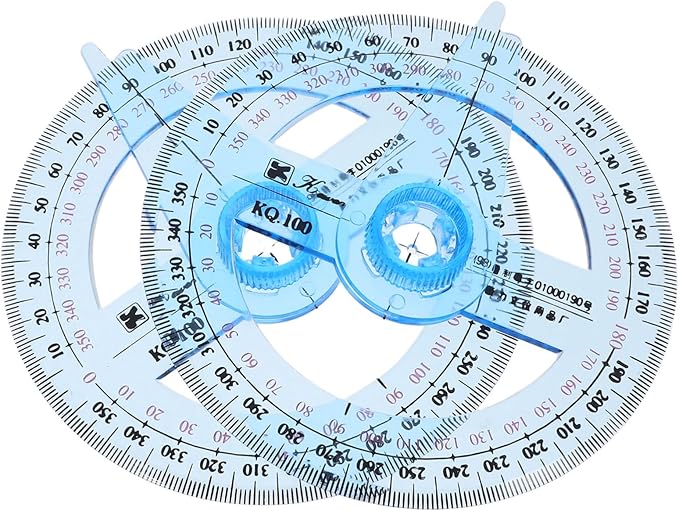 2Pcs Circle Protractor Drafting Tools Protractor Measuring Tool 360-degree Math Geometry Set for Classroom