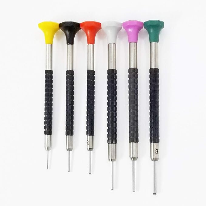 Timelab Professional Screwdrivers for Rolex Tudor Omega watch Band Bracelets Scratch Free T Blade Cut Out Tip for Professional Watch makers jewlers Reapir stores tools 6Pcs Set Made in Korea