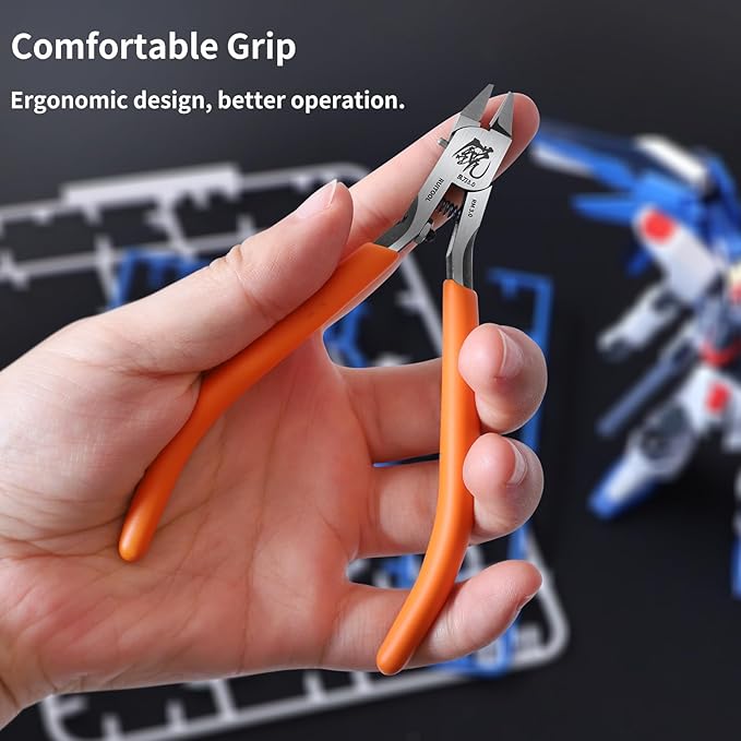 RUITOOL Model Nippers, Gundam Model Tools for Advancers to Repair and Fix Plastic Models, Ultra-thin Single Blade Gunpla Nipper, Non-slip Grip 4.7 Inch Sprue Cutter for Plastic Model Building