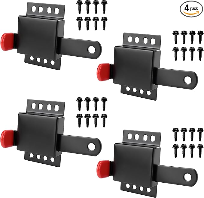 Heavy Duty Standard Garage Door Side Lock Inside Deadlock for Most Garage Door Iron Galvanizing -4 Pack, Black