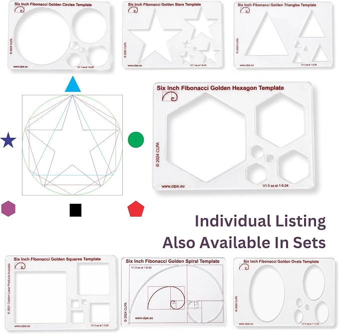 Hexagon Stencil Template for Drawing and Drafting: A Fibonacci-Inspired Hexagon Drawing Tool for Artists Allows The Simple Application of The Golden or Divine Ratio for Artistic Design