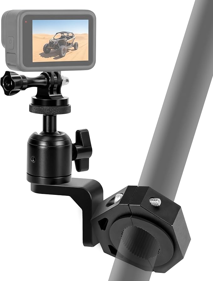 ZHILXN UTV ATV Aluminum Action Camera Clamp Mount Fits 1" - 2" Roll Bar