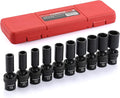 CASOMAN 10 PCS 3/8" Drive Deep Standard Universal Impact Socket Set, 6 Point, CR-MO, Metric,10-19mm