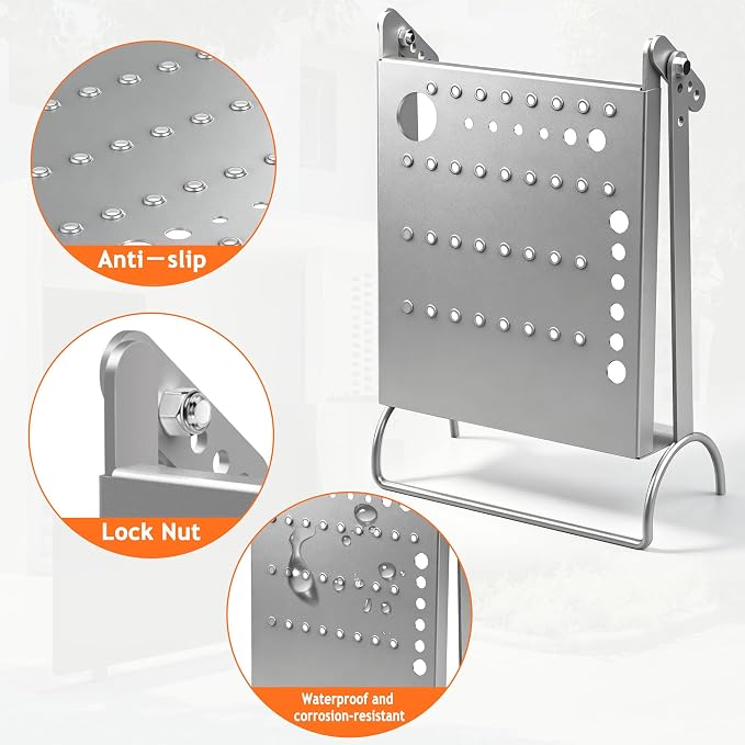 Ladder Platform Attachment, Ladder Accessories,Anti-Slip Extension Ladder Step, Heavy Duty Ladder Work Stand Ladder Paint Tray Holder 400 Pound (Silver Gray)