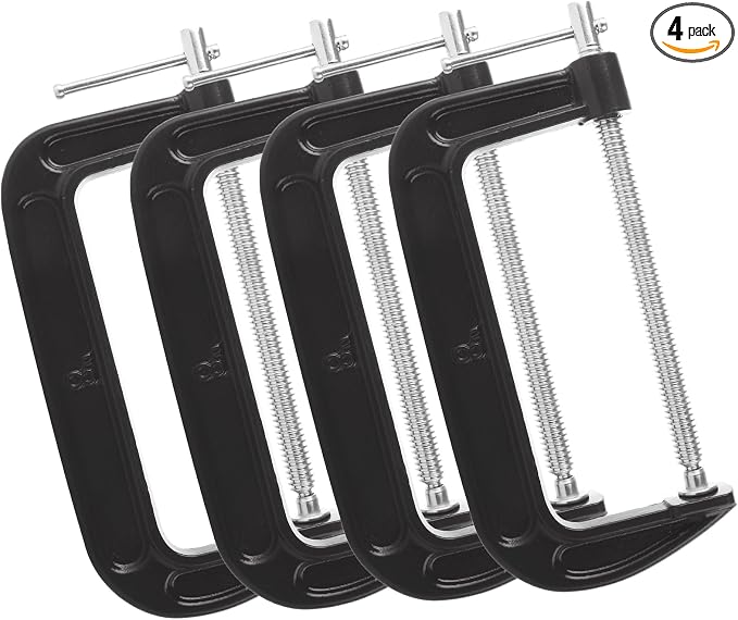 4Pcs 8 Inch C Clamp Heavy Duty C-Clamps Quality Iron C-Clamps Industrial Strength C Clamp Set for Woodworking Welding Building Metal Workpiece