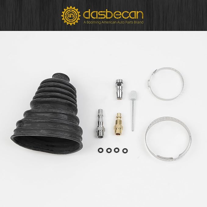 Dasbecan Upgraded Pneumatic CV Boot Expander Tool, CV Boot Installation Kit | Black Universal CV Boot Spreader for BMW UTV ATV, Basic Kit Includes 1 Boot and 2 Clamps, 4 1/4" NPT Air Hose Nipple