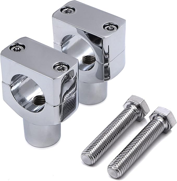 HongK- Chrome 1.25" Motorcycle 31.25mm Handlebar Riser Clamp Compatible with H-D Cruisers Choppers [P/N: MT030-008-1.25"]