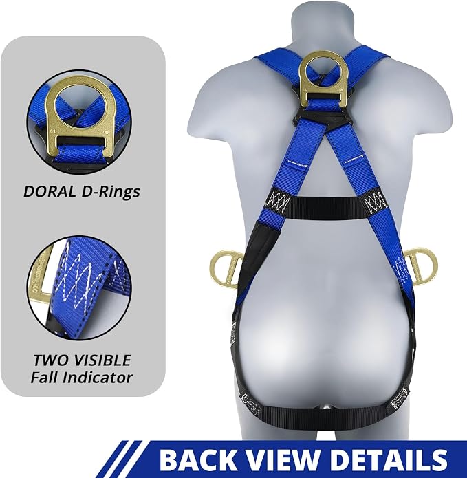 TRSMIMA Safety Harness Fall Protection - Men Construction Roofing Work | Full Body Safety Harness Adjustment Back D-Ring Grommet Legs ANSI