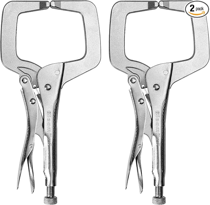 14-Inch Locking C-Clamp Pliers, Regular Tips, Heavy-Duty Welding Clamps