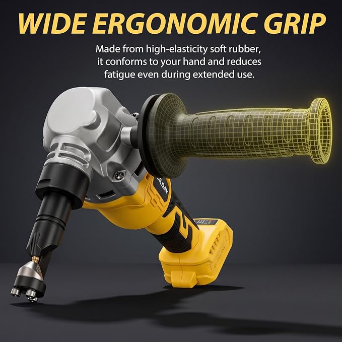 Cordless Metal Nibbler Compatible with DeWalt 20V Battery, 16-Gauge, 2000 SPM Variable Speed Brushless Motor, Ergonomic Handle, 2 Blades (1 Spare), for Stainless Steel/Aluminum/Mild Steel (Tool Only) | Brushless motor, extra-wide grip, debris collectio...