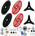 Duraaamo 7 Pcs Brush Cutter Kit Include 9" x 36T Carbide Tipped Blades, 9" x 20T and 10" x 3T Blades with Adapter Kit and Trimmer Head Replacement