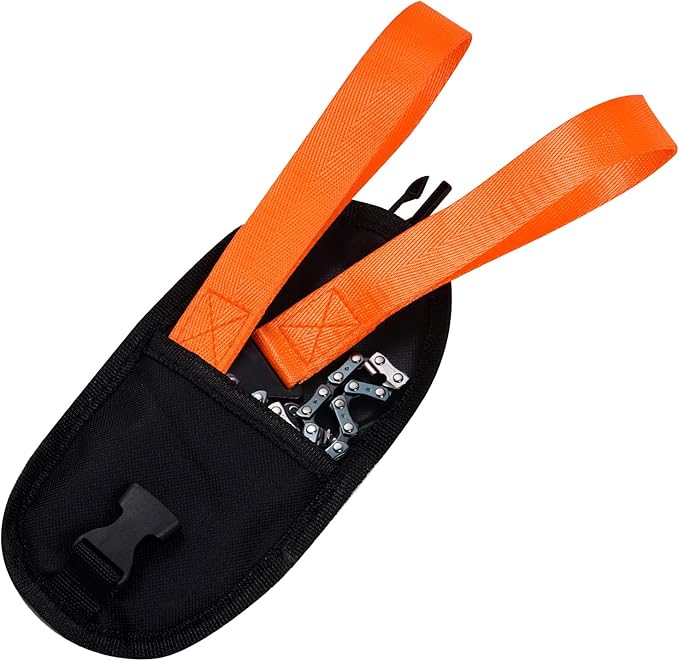 Sucrain Pocket Chainsaw with Paracord Handle, Folding Chain Hand Saw, Emergency Outdoor Survival Gear for Camping, Hunting, Hiking, Cutting Wood & Tree (Orange, 11 Teeth, 24'' Long)
