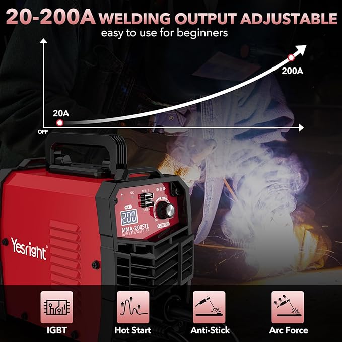 Mini Stick Welder, 200A Portable Welding Machine with 20PCS Rods & Welding Goggles, Small Welder Machine 110V with IGBT Inverter Hot Start for Professionals & DIY Enthusiasts