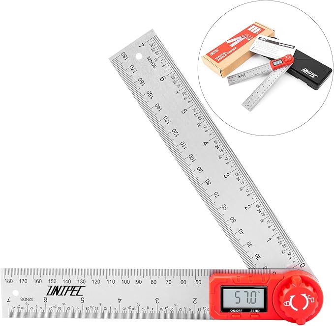 Digital Angle Finder Protractor, Angle Finder Ruler,Stainless steel 7inch 200mm 7inch/200mm, Angle Measuring Tool for Woodworking,Carpenter,Construction,DIY Measurement (Stainless Steel)