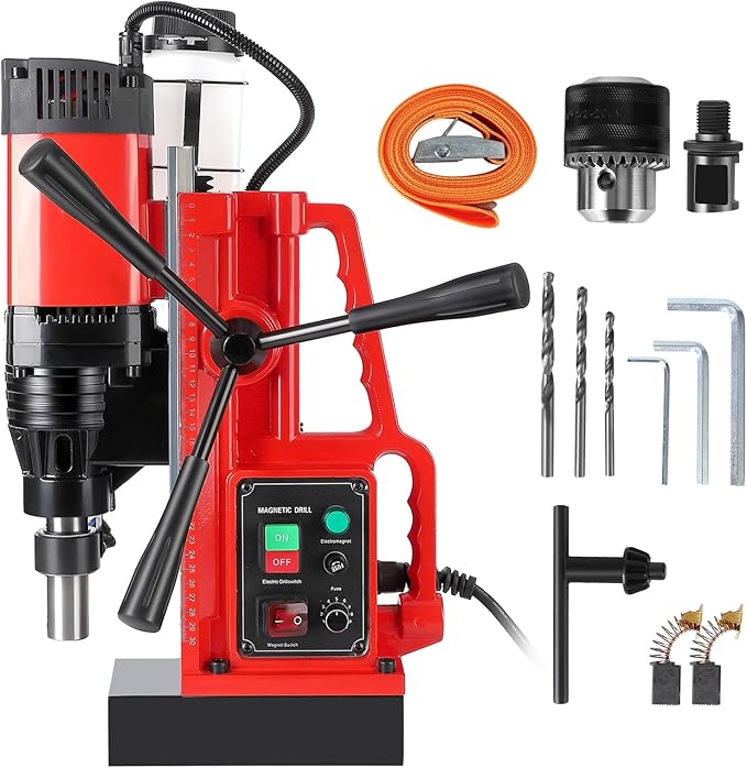 110V 1550W Magnetic Drill Press, 2" Drilling Capacity, 500 RPM, Variable Speed Single-Rail Portable Industrial Drill for Steel, Construction & DIY