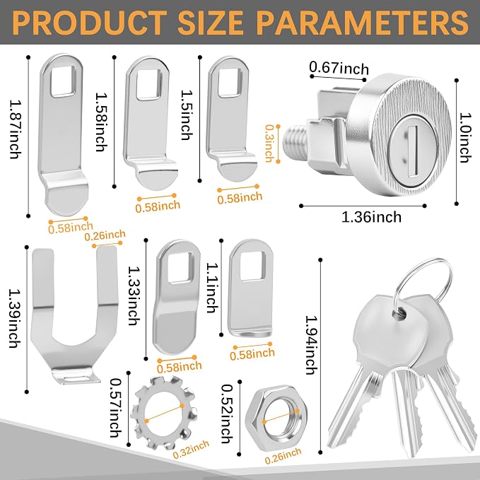 L-1172C Mailbox Lock Replacement Includes 3 Keys Per Lock& 5 Locking Plates – C9100 National Standard Key Lock for Cluster Boxes,90° Clockwise Rotation