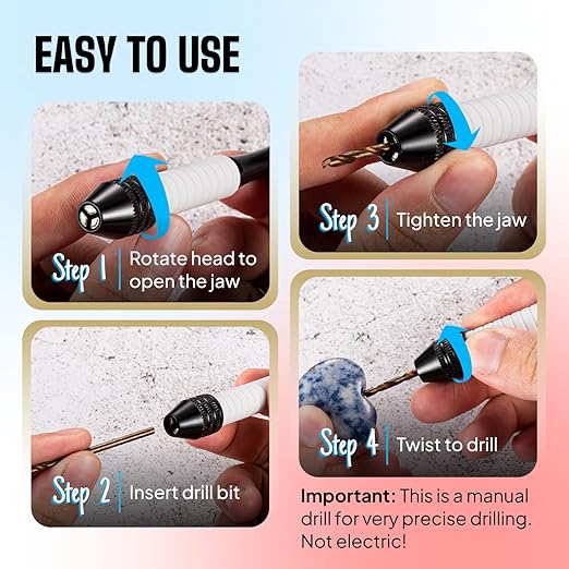 Micro Drill Bits Set with Pin Vise | Small Hand Drill - Pin Vise Hand Drill Manual, PCB Mini Bits for Resin Beads Polymer Clay | DYI Jewelry Making, set