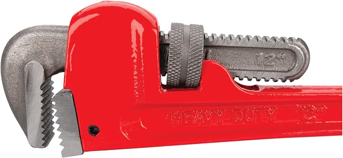 Performance Tool W1133-12B 12 in. Red Adjustable Pipe Wrench | Heavy duty plumbers monkey wrench. Drop-forged steel construction. Precision milled jaws. Protective enamel paint