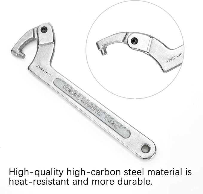 4 pcs Spanner Wrench Set, Adjustable C Pin Spanner Hook Wrench Tool for Machine Tools, Vehicles, Mechanical Equipments,Round Head (4pcs Round Head)
