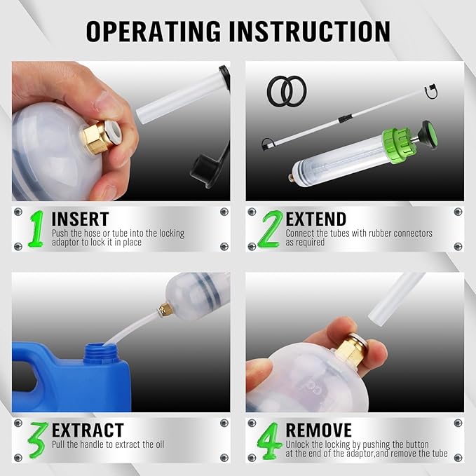 SWANLAKE 200cc Fluid Extractor, Extraction&Fill Pump,Fluid Syringe Pump Manual Suction Vacuum Fuel Car Transfer