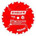 Diablo Fast Framing Trim Saw Blade for Wood - 5-3/8" Diameter, 16 ATB Teeth, 10mm Arbor, .049" Kerf, 18° Hook Angle, .039" Plate, 12000 Max RPM - D0516X