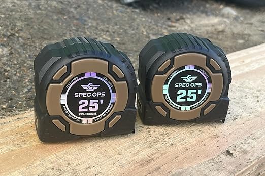 Spec Ops Tools Heavy Duty Tape Measure for Framing & Construction, 1 1/4" Double-Sided Blade, Retractable, Elite Series, 25 Foot Magnetic + Fractional