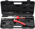 Pipe Crimper Copper Pipe Press Crimping Tool Kit 360° Rotatable Crimp Head Hydraulic Copper Tube Crimping Tool for Copper Tees Elbows Straight Pipes with 3 Molds (1/2", 3/4", 1") (Red)