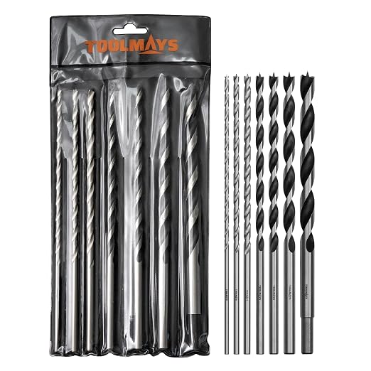 Extra Long 9.05" Brad Point Wood Drill Bit Set Imperial - 7 Pack Carpenters Quality - Drill Splinter-Free Perfectly Round Holes in All Types of Wood (1/8",3/16",1/4", 5/16",3/8",7/16",1/2")