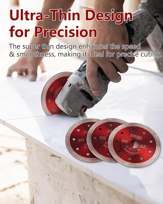 ZORUNNA 2Pcs Diamond Blade for Angle Grinder, 7" Super Thin Tile Grinder Saw Blade for Smooth Cutting, Dry and Wet Cutting on Porcelain, Ceramic, Granite, Marble.