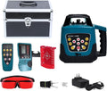 Rotary Laser Level Kit, 360 Degree Automatic Self Leveling Red Beam Horizontal & Vertical Laser Transit, 500m Working Range for Construction & Building - Blue