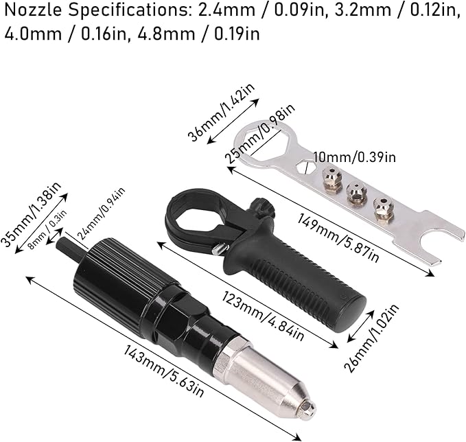 Electric Riveting Gun Adapter, Rivet Gun Accessory, Electric Drill Rivet Machine, Grab Rivet and Nail, Electric Drill Rivet Gun Adapter, Power Hand Tool Riveting Kit