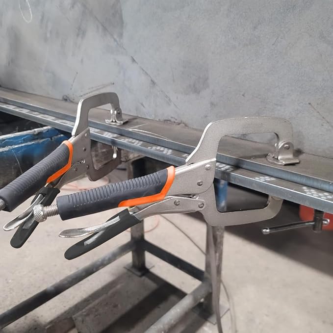 6 Pack 6 Inch C Clamp Locking Pliers,Locking C Clamp With Non-Slip Rubber Grip, Adjustable Nickel Plated C Pliers for Wood Working, Welding, Electrician Maintenance and More, by GENHAKON