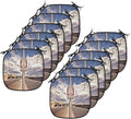 Lunarable Americana Chair Cushion Pads Set 12, Historic New Mexico U.S 66 Route Sign Roadway Driving Roadside Scenery, Anti-Slip Seat Padding for Kitchen & Patio, 16"x16", Multicolor Dust Blue