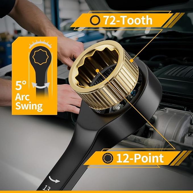 GRENPRO 9PC Metric Ratcheting Wrench Set 8-19mm Long Combination Open End | Includes Bolt Gauge, Electro-Coated CR-V Steel, 72-Tooth 5Deg Swing 12Pt Color Rings, Roll Pouch for Auto & Home Repair