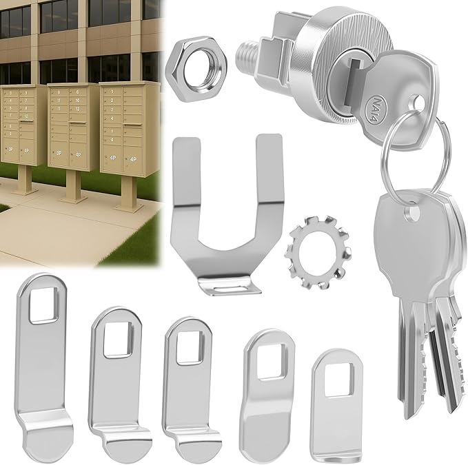 L-1172C Mailbox Lock Replacement Includes 3 Keys Per Lock& 5 Locking Plates – C9100 National Standard Key Lock for Cluster Boxes,90° Clockwise Rotation
