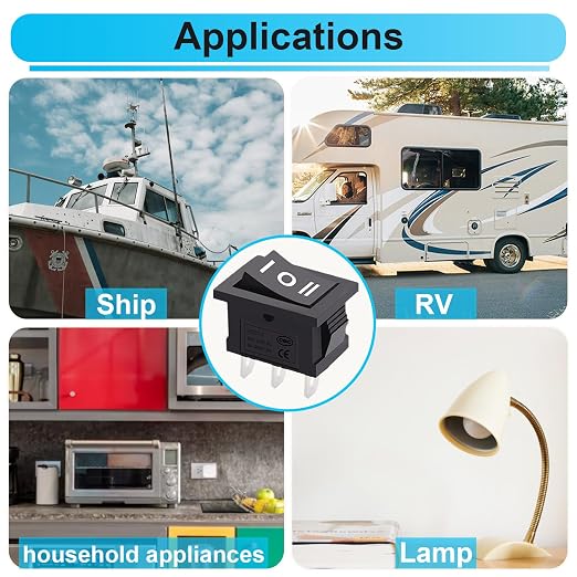 TWTADE 6Pcs 12V Rocker Switch On/Off/On 3 Pin 3 Position Car Auto Boat Rocker Toggle Switch AC 6A/250V 10A/125V KCD1-2-103-BK