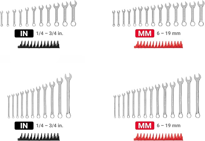 TEKTON Stubby and Standard Combination Wrench Set, 50-Piece | WCB95901 | (1/4 - 3/4 in., 6 - 19 mm), Modular Organizers, Chrome Finish