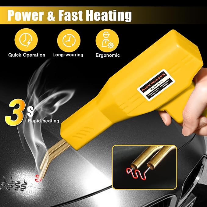 ATOLS Upgraded Plastic Welder, 1000PCS Staples, Pure Copper Transformer, Rapid Heating, Plastic Welding Kit, Hot Stapler Kit, Plastic Welder Gun Kit, Car Bumper Repair Kit, Plastic Repair Kit