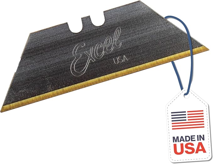 Excel Blades #92 Titanium Nitrade Coated Utility Knife Blades – Shatter Resistant High-Carbon Steel Razor Blades for Precision Cutting, 100 Pack Cutter Blade Replacement with Dispenser - Made In USA