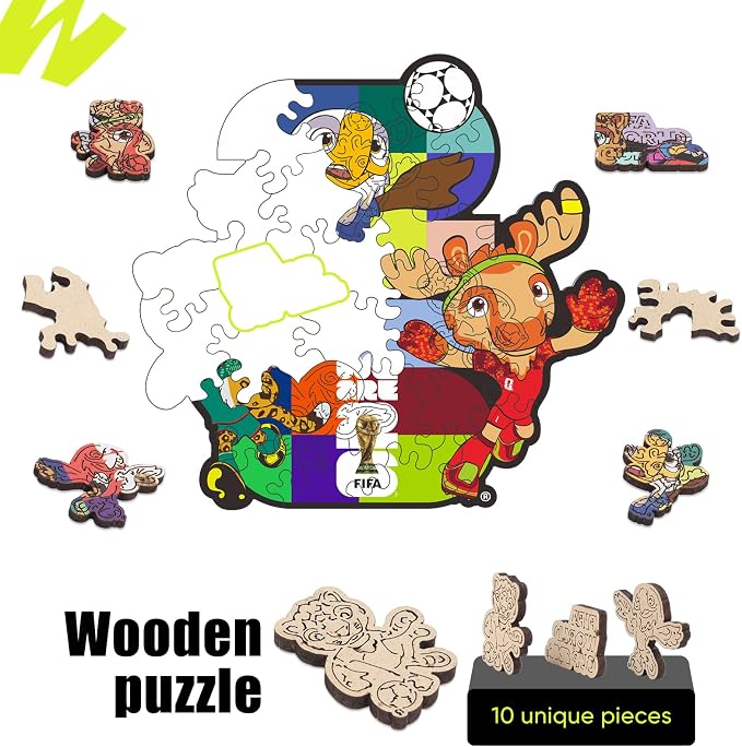 FIFA World Cup 2026 Zayu, Clutch & Maple 26PCS Wooden Pocket Puzzle