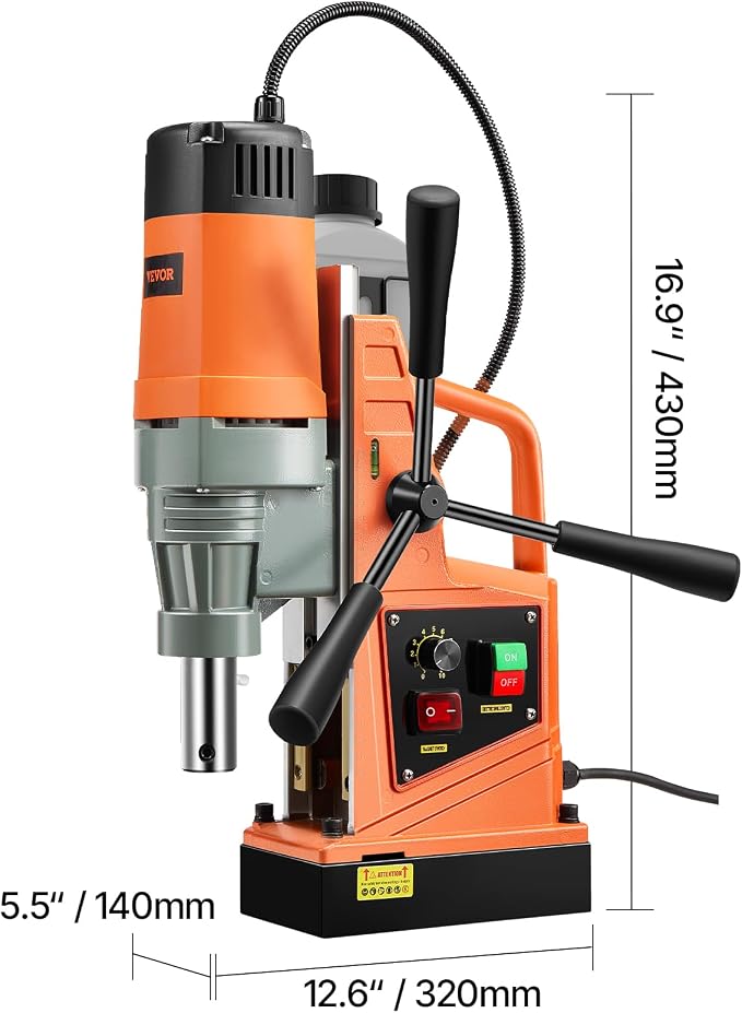 VEVOR Mag Drill Press, 1550W 2" Boring Diameter, 2922lbf Power Magnetic Drill, 500 PRM, 10-Speed, Electric Drilling Machine for Metal Surface, Industrial and Home Improvement