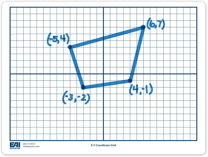 EAI Education X-Y Coordinate Grid Dry-Erase Boards: 9" x 12" Double-Sided Set of 10