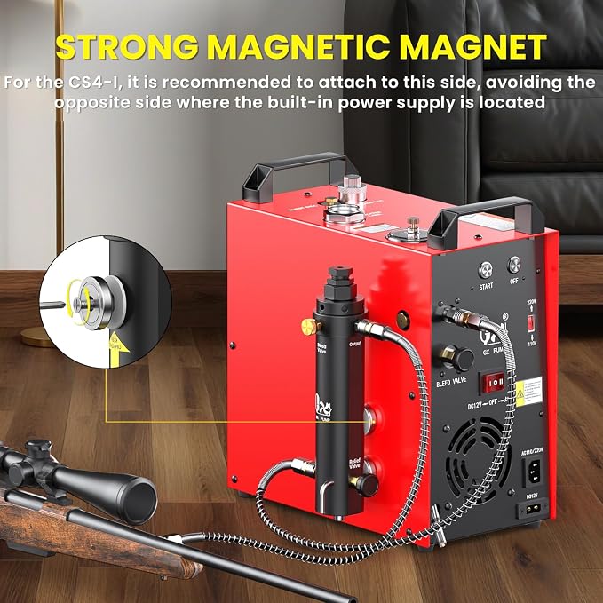 GX-PUMP Professional-Grade High Pressure PCP Air Compressor Filter | with Pressure Maintaining Valve- 5800PSI Oil/Water Separator, Magnetic or Screw Mounting ,Dry Air Intake for Paintball