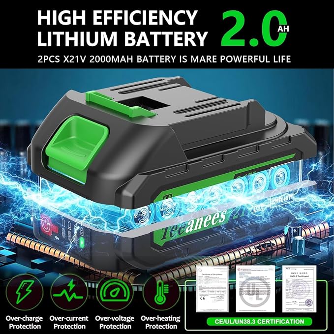Mini Chainsaw Cordless with 2 Batteries & 8 Chains, Dual Guide Bars (8" & 6"), 1000W Electric Battery Powered Chain Saw for Tree Trimming, Wood Cutting, Garden Gift (Green)