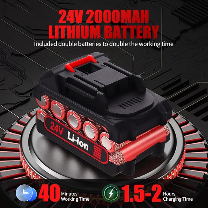Wood Ranger Mini Chainsaw, Electric 4 inch MINI Chainsaw, Cordless Portable Electric Chain Saw for Yard, Home and Garden, Wood Cutting, Tree Trimming (2Battery&2Chain)