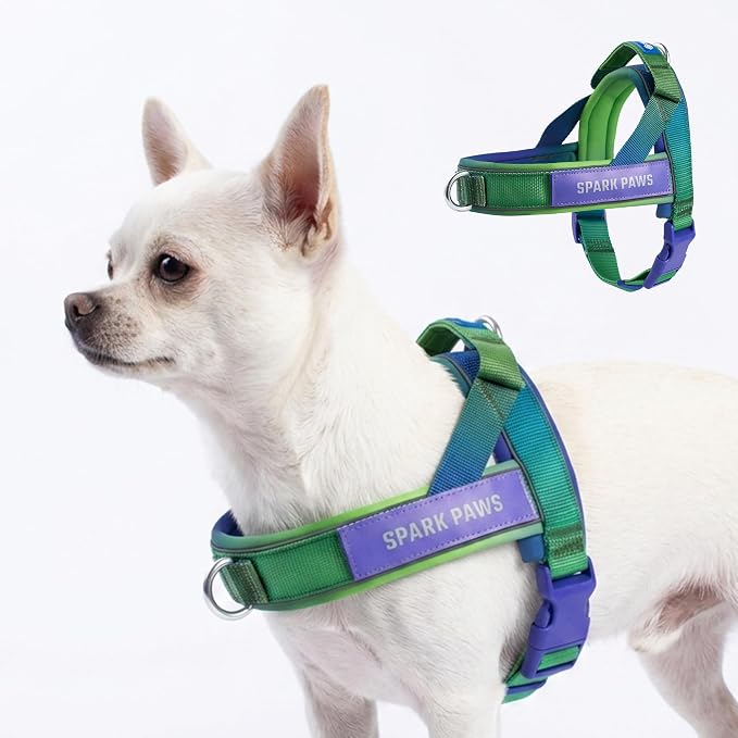 Spark Paws No Pull Front Clip Dog Harness - Easy On, Padded and Lightweight | Two Clips, On in Seconds, Chest Bearing, Australian Style, No Throat Pressure, for Small Medium and Large Breeds