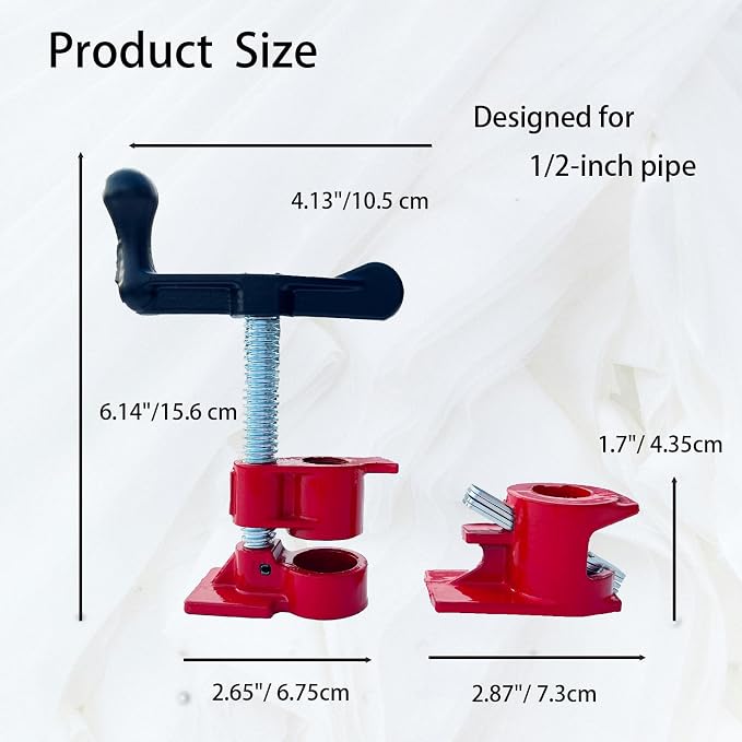 1/2"PIPE CLAMP FIXTURE,Heavy Duty Cast Iron Quick Release Pipe Clamps for Woodworking, Carpentry, Home Improvement, and DIY project.(1/2",6pack)
