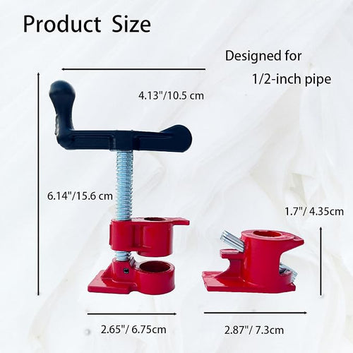 1/2"PIPE CLAMP FIXTURE,Heavy Duty Cast Iron Quick Release Pipe Clamps for Woodworking, Carpentry, Home Improvement, and DIY project.(1/2",6pack)