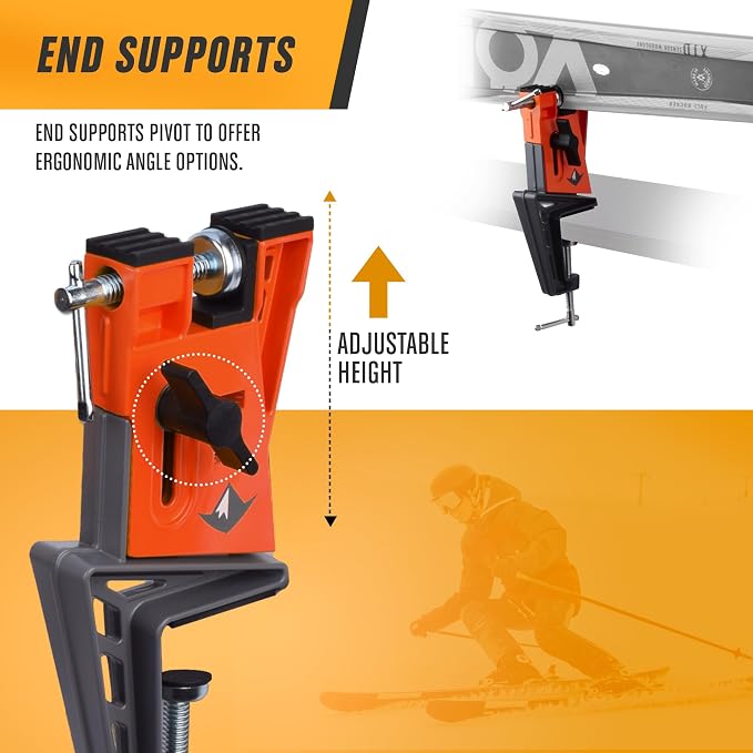 RaceWax Ski Vise Set - Three Piece, All-Metal, World Cup Pro Ski Vise Kit for Tuning, Edging, and Waxing - Heavy Duty, Adjustable Design with Non-Slip Clamp Pads for Secure Grip (PB-4100)