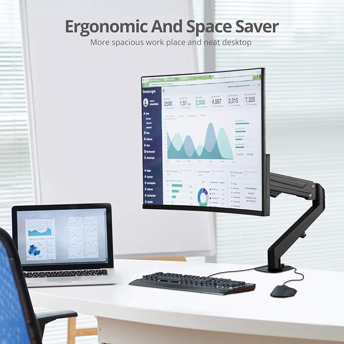 SIIG Single Monitor Gas Spring C-CLAMP Desk Mount - 13 to 27